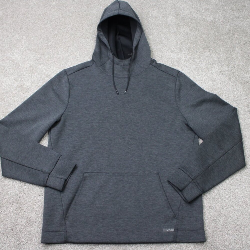 Skora Hoodie Mens Large Gray‎ Qwick Dry Stretch Hooded Sweatshirt Pullover
